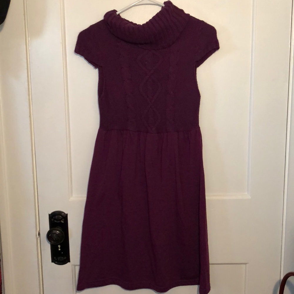Plum purple cowl neck sweater dress